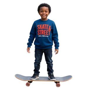 𝅺zara Kids blue hoodie size 5-6 years (118 cm) embroidered skate and street